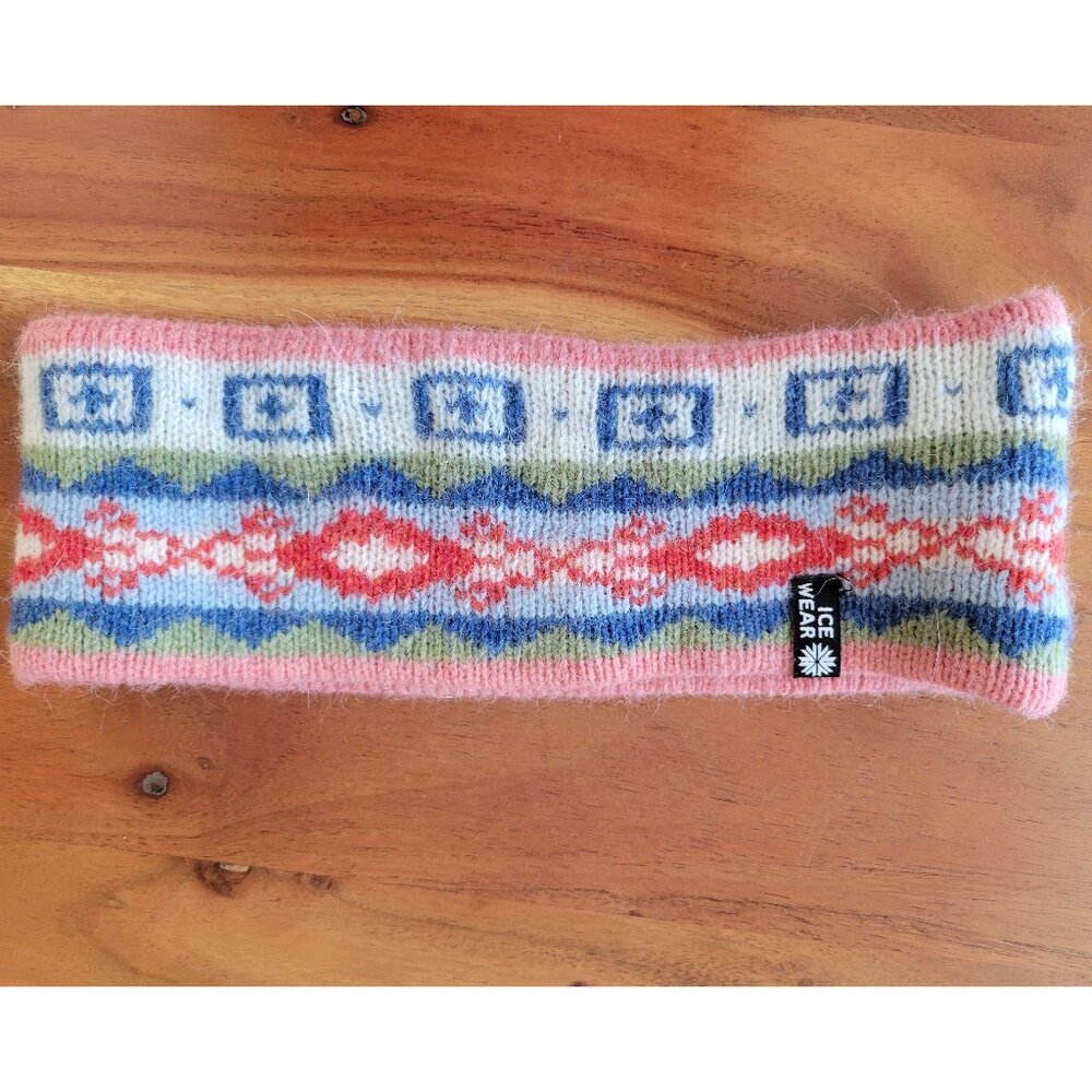 Icewear Iceland Size OS Colorful Nordic Knit Wool and Angora Headband